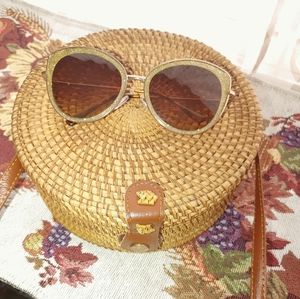 Vtg Rattan Purse & Sunglass Combo!